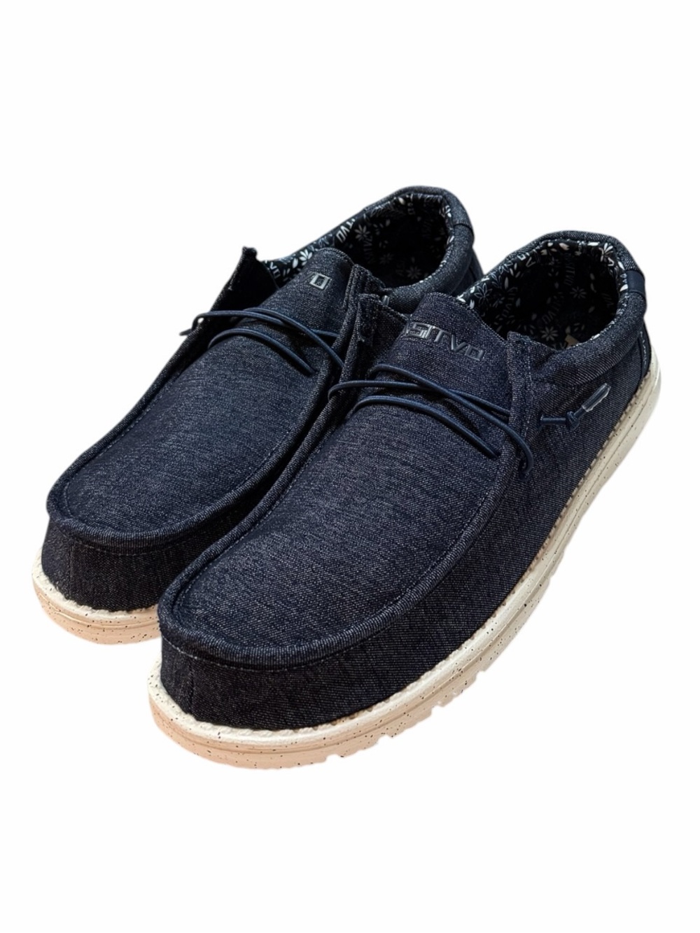 ASITVO Men's Casual Slip-On Loafers Men’s 12, dark blue, denim-textured canvas